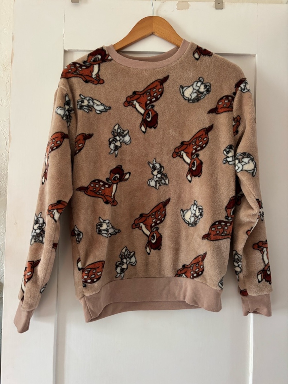 Disney Beige and Rust Fleece Pullover with Deer Motif